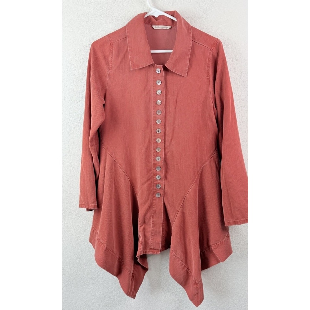 Soft Surroundings Tunic Shirt S Western Boho Peplum Drop Waist Button Front